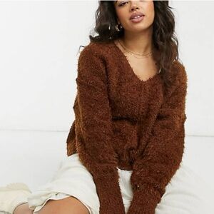 Free People Rust Fuzzy Sweater